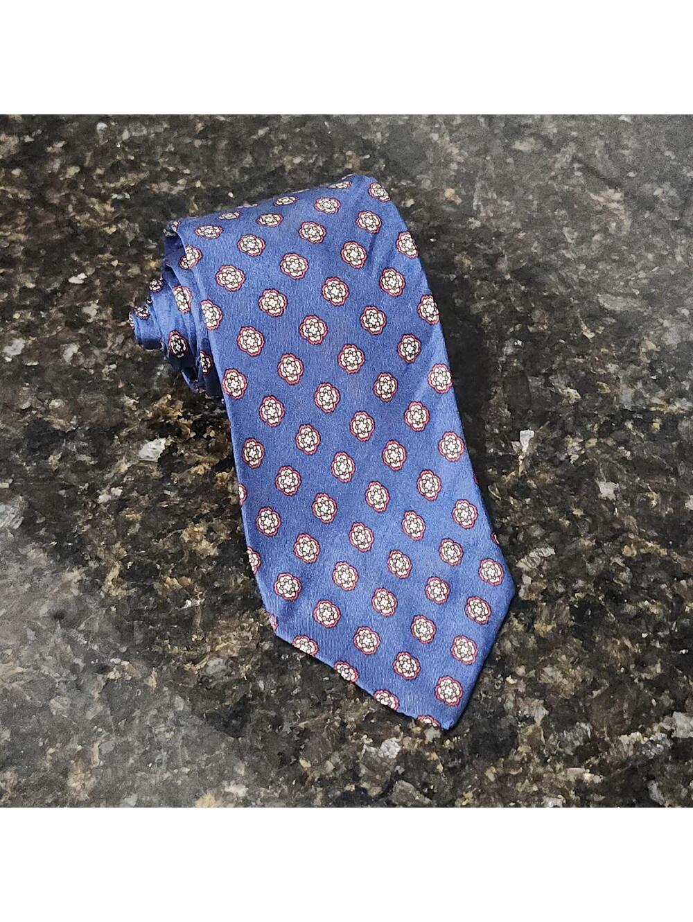 Christian Dior Cravates Neck Tie Silk Medallion All Over Made In USA Designer
